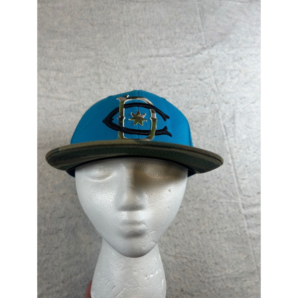 DC Shoes Fitted‎ Baseball Cap Turquoise Camo Brim 210 Fitted Size 6 7/8 7 1/4